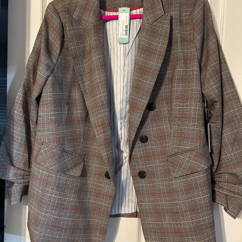 NWT 1 state blazer brown with ruched sleeves